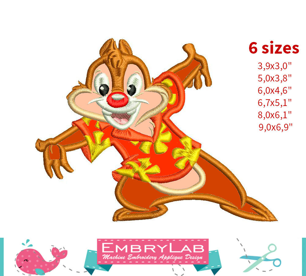 Dale Appliqué .Chip And Dale. Machine Embroidery Applique Design