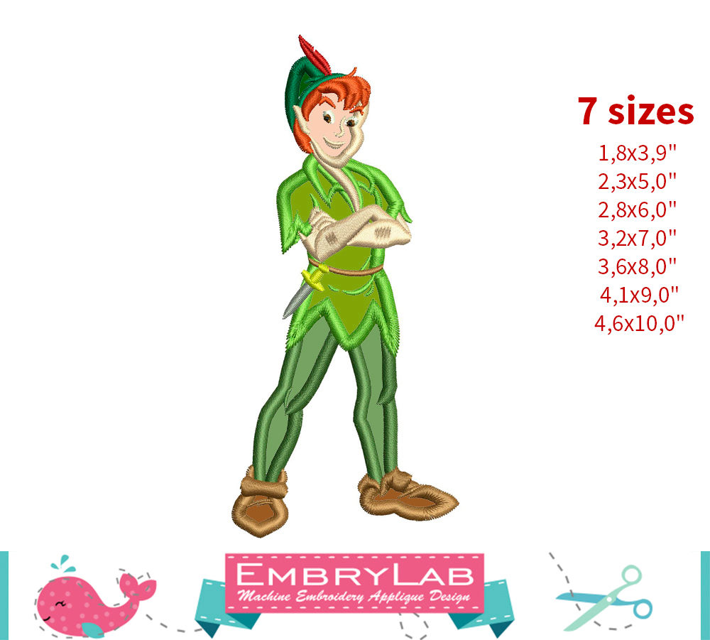 Piter Pan Appliqué. Piter Pan. Machine Embroidery Applique Design