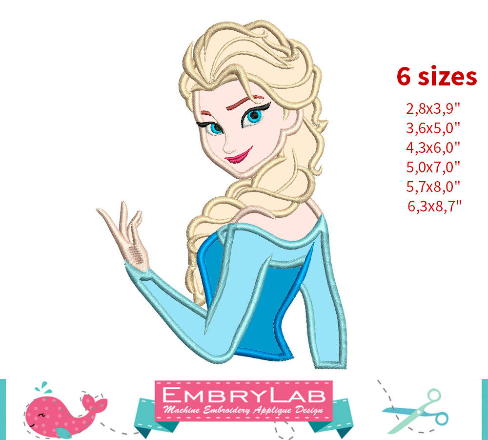 Elsa Appliqué. Frozen. Machine Embroidery Applique Design. Digital Download