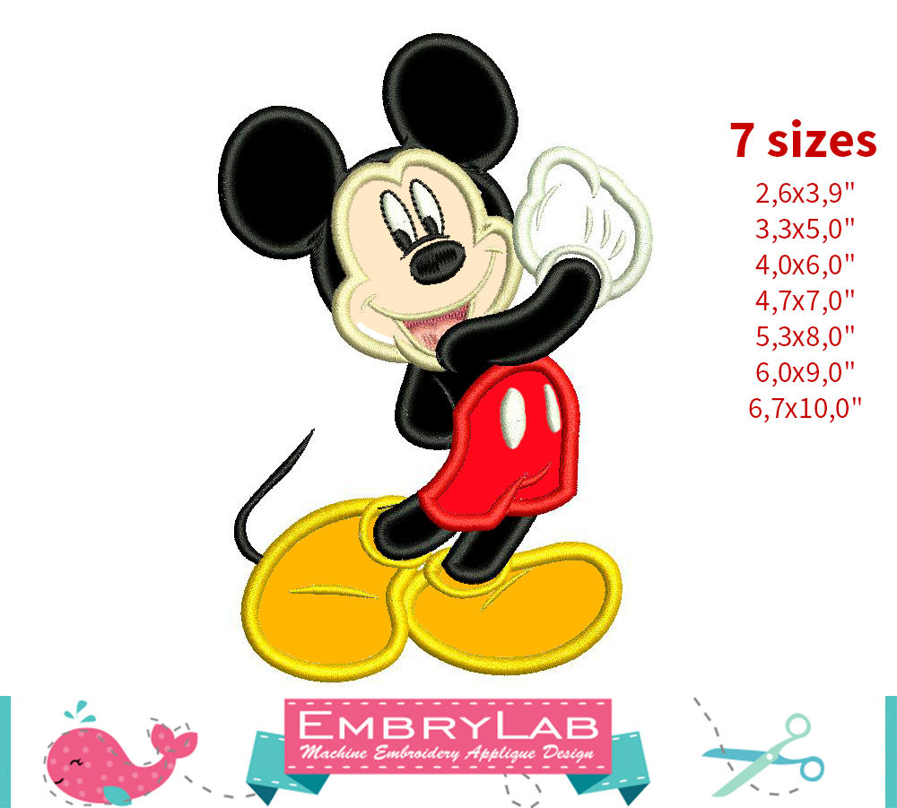 Mickey Mouse Appliqué. Mickey Mouse. Machine Embroidery Applique Design