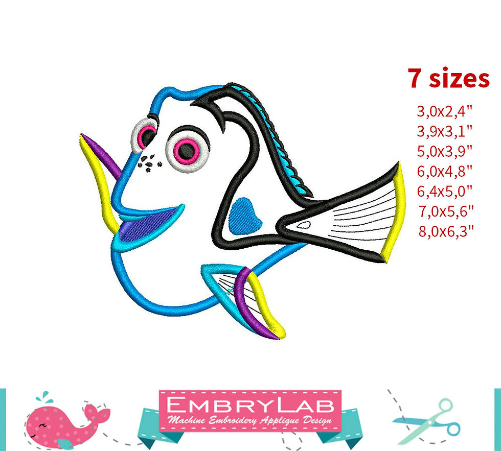 Thumbnail: Dory Appliqué Set. Finding Dory. Machine Embroidery Applique Design