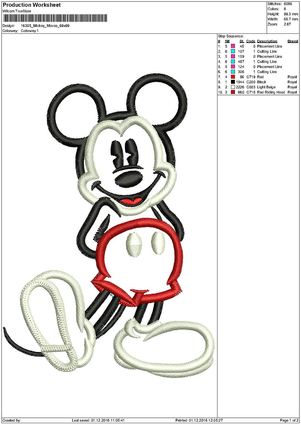 Thumbnail: Mickey Mouse Appliqué. Mickey Mouse. Machine Embroidery Applique Design