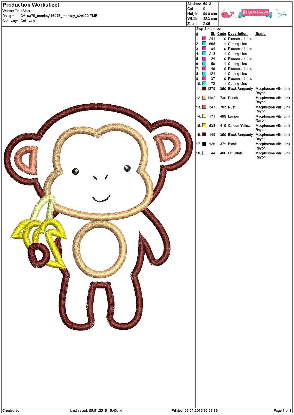 Thumbnail: Monkey Appliqué. Machine Embroidery Applique Design. Digital Download