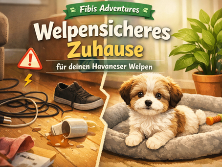 Havaneser Welpe erkundet eine welpensichere Wohnung