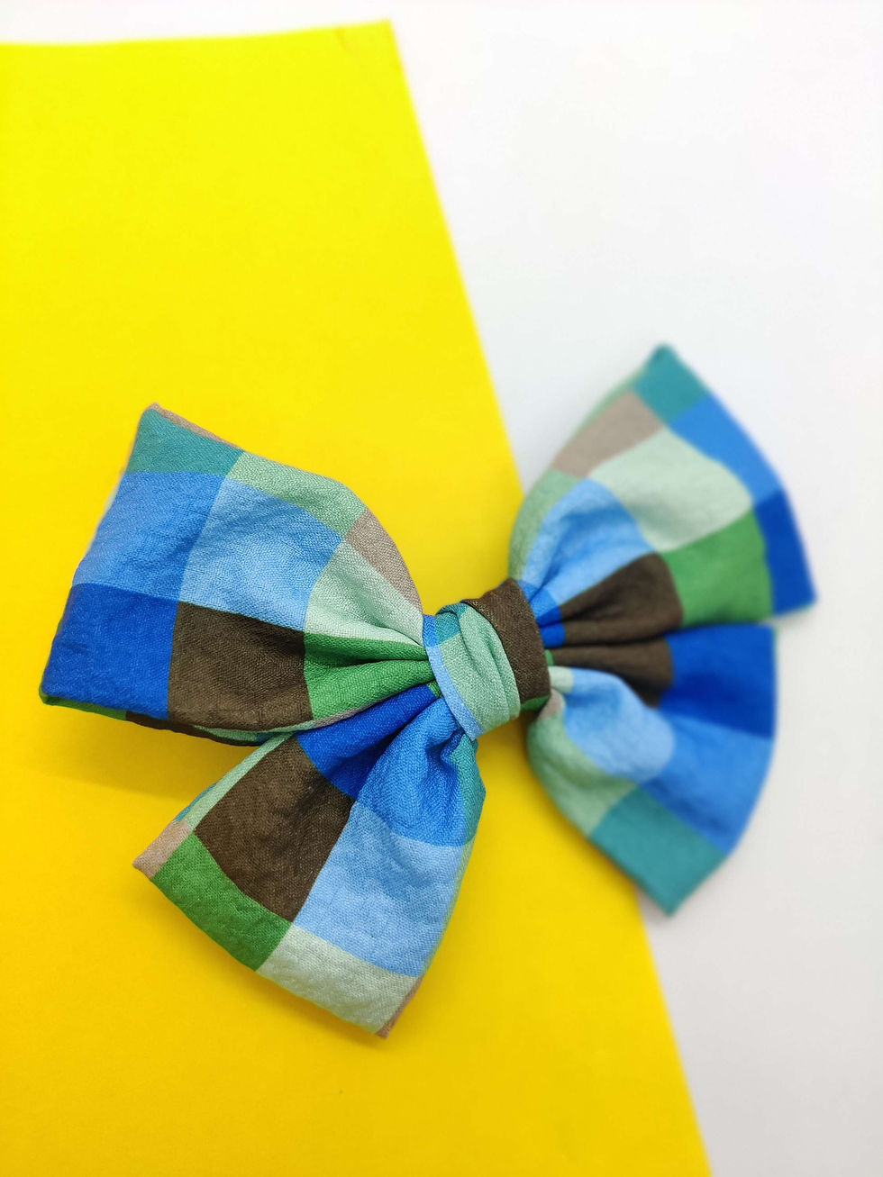 Thumbnail: CHECKS PRINTED PASTEL HANDCRAFTED BOWS