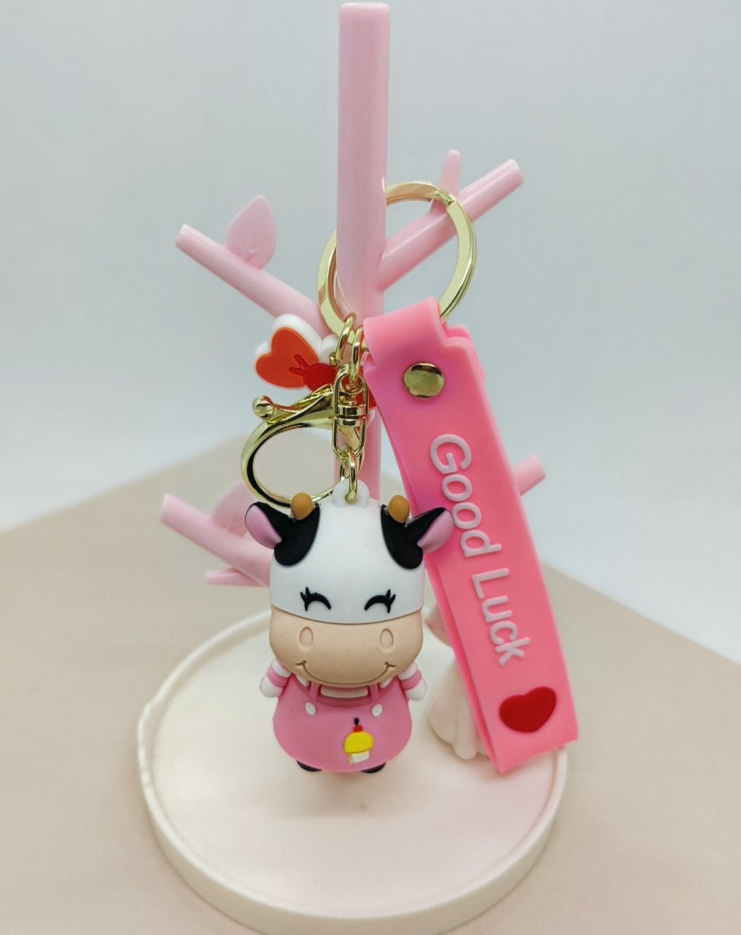 MOO- MOO COW KEYCHAIN - PINK