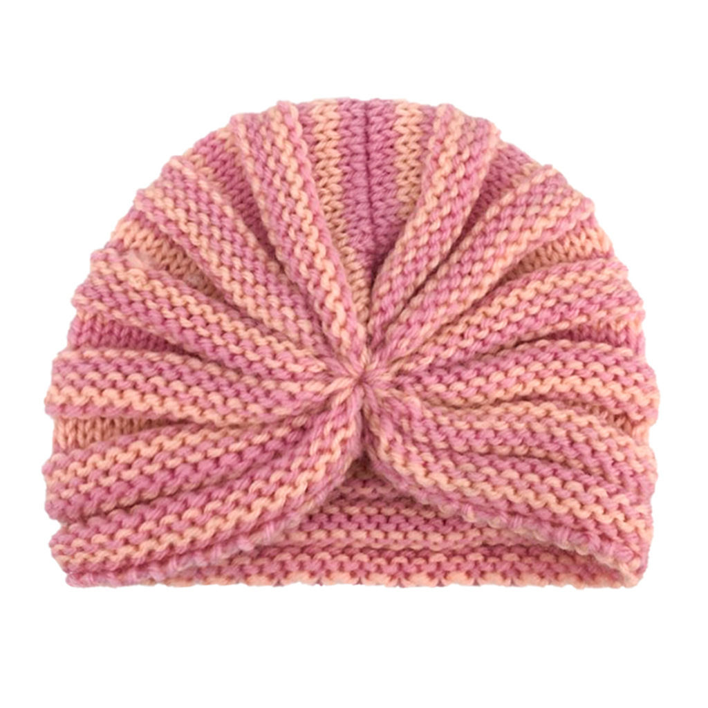 KNITTED TEXTURED TURBAN CAP - PEACH-PINK