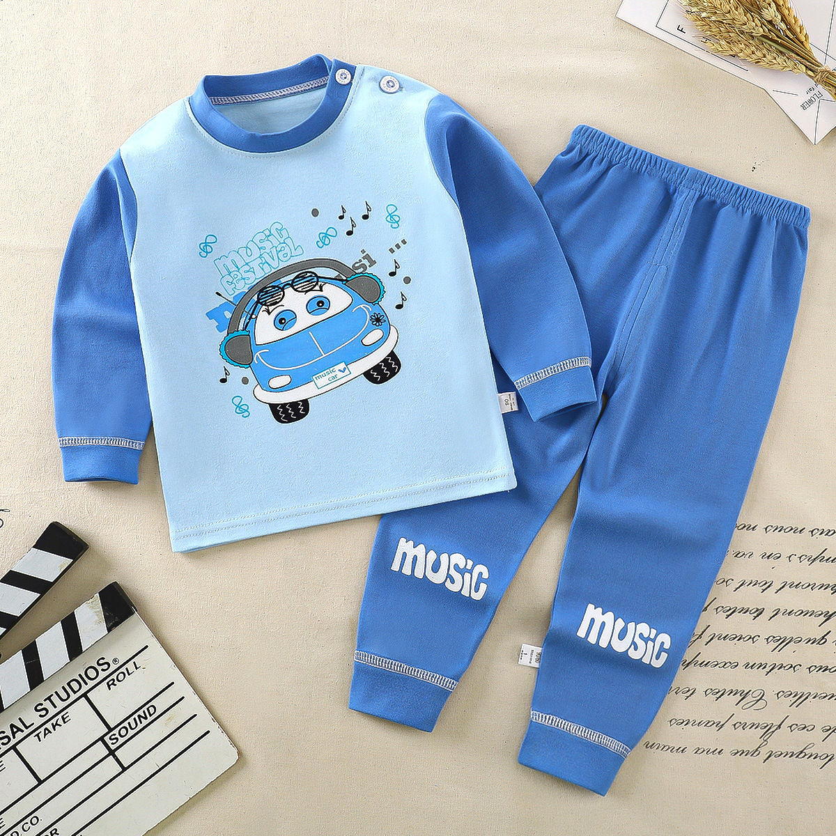 MUSIC MANIA FULL SLEEVES PYJAMA SET - BLUE