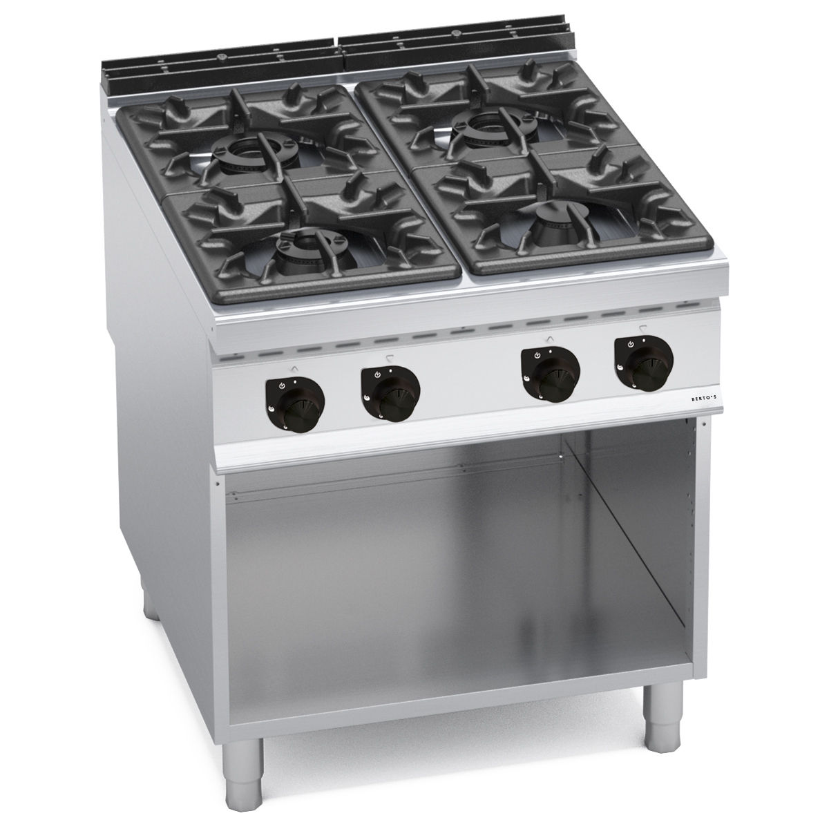 4 burner gas cooker on cabinet