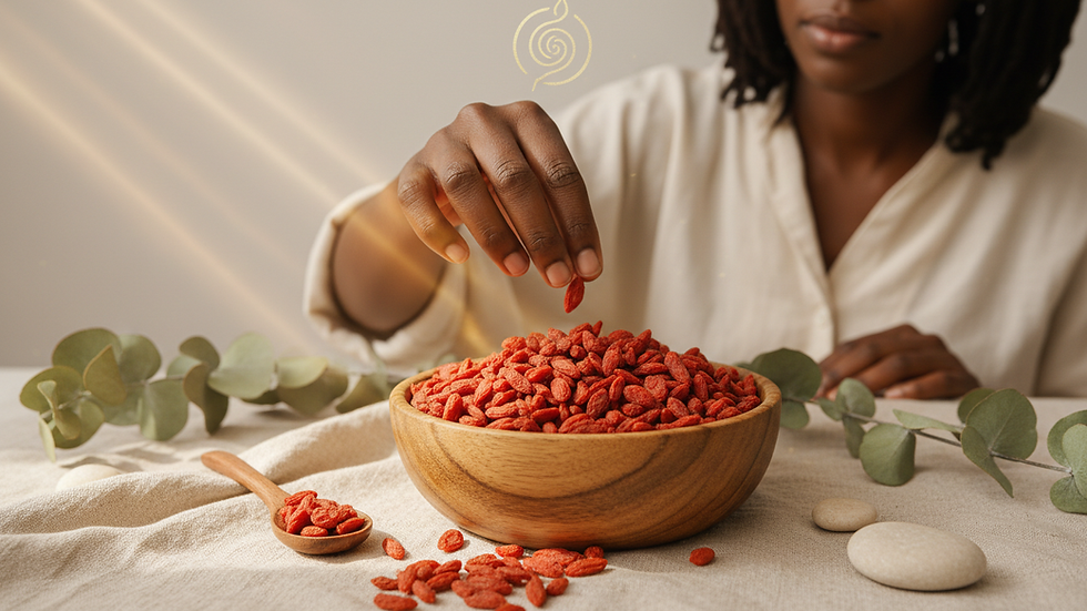Close-up view of dried goji berries in a wooden bowl