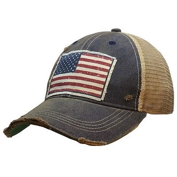 Vintage Life: American Flag USA Distressed Trucker Hat Baseball Cap