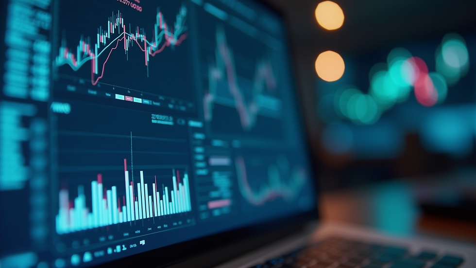Close-up view of a computer screen displaying AI-driven financial analytics