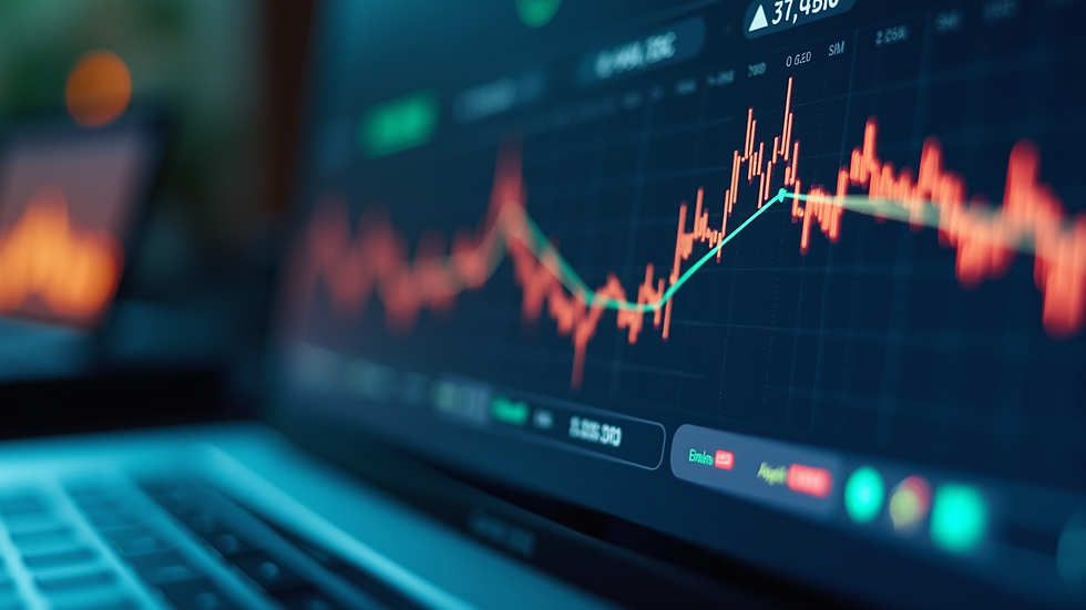 Close-up view of a computer screen displaying AI-driven financial analytics