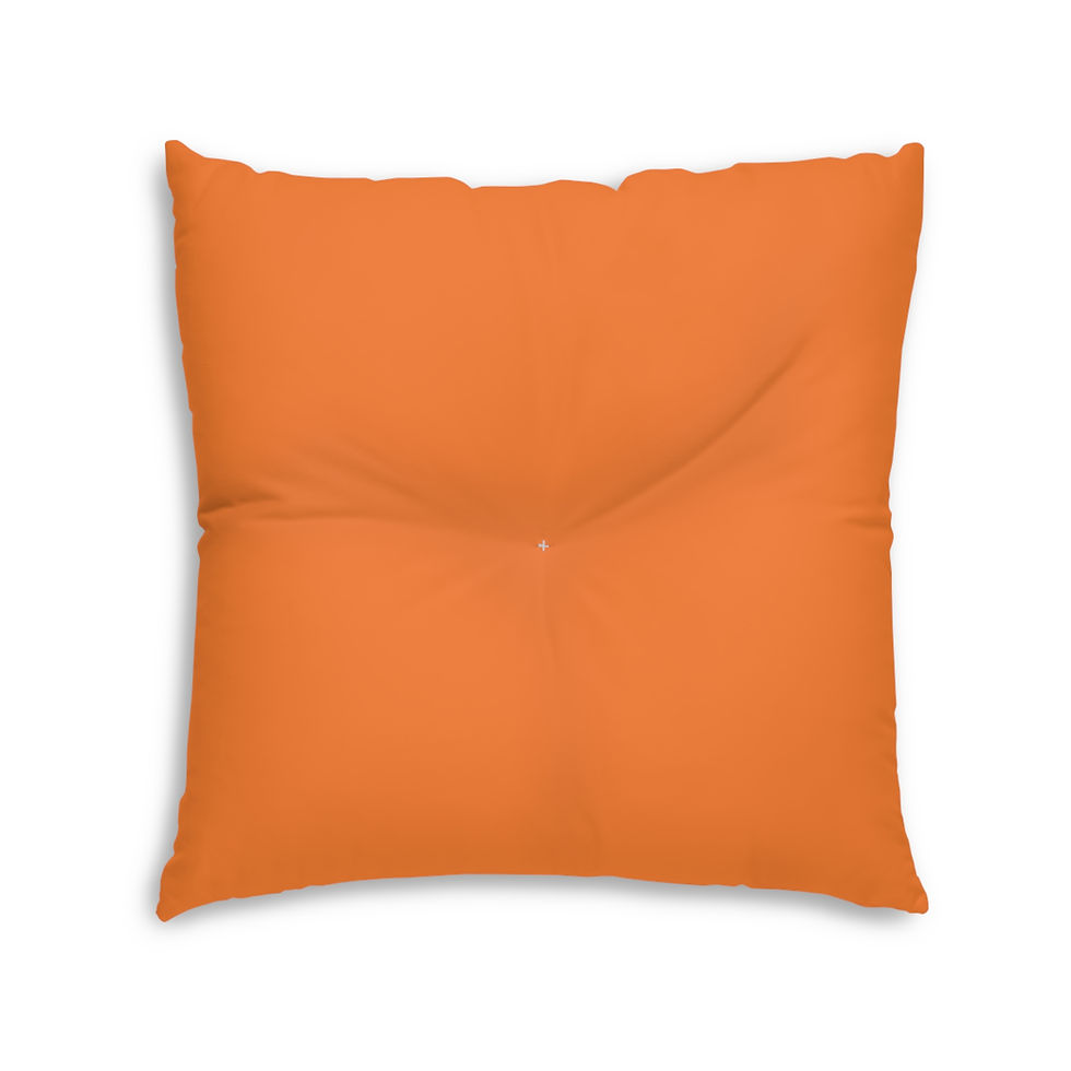 Thumbnail: Pink Flower and Orange Large Tufted Floor Cushion 30"x30"