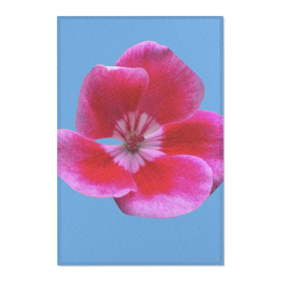 Thumbnail: Fuschia Pink Flower Pop Art Light Blue Floor Mat - 3 sizes available