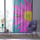 Thumbnail: Purple Flower on Turquoise Sheer Curtain