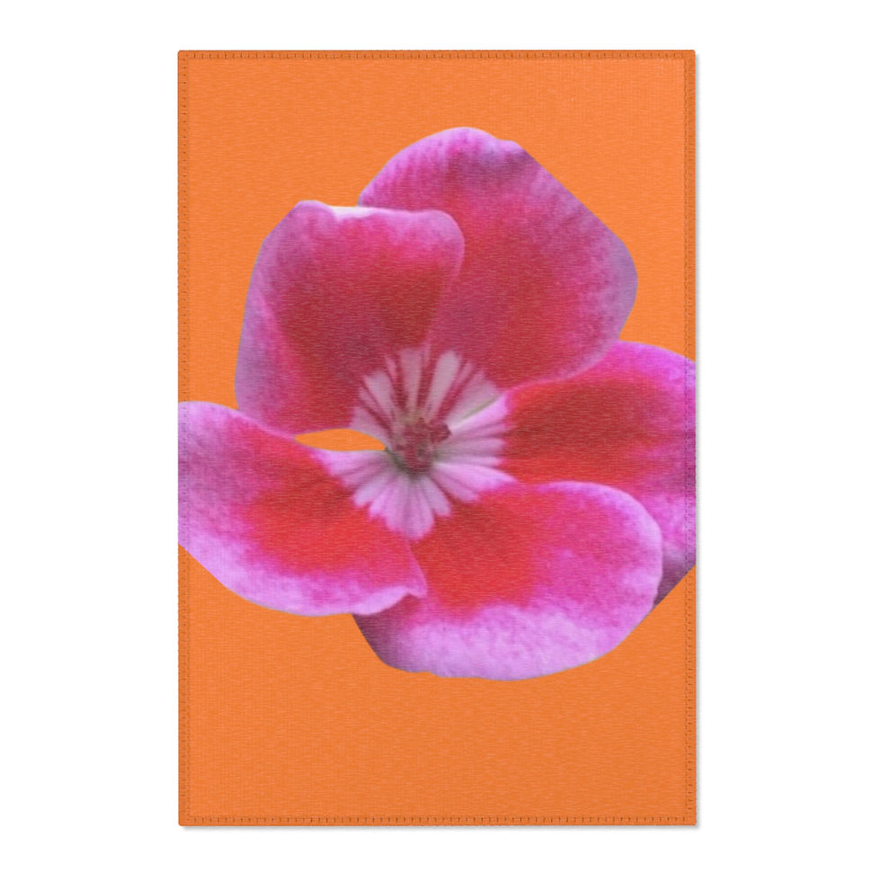 Thumbnail: Fuschia Pink Flower Pop Art Orange Floor Mat - 3 sizes available