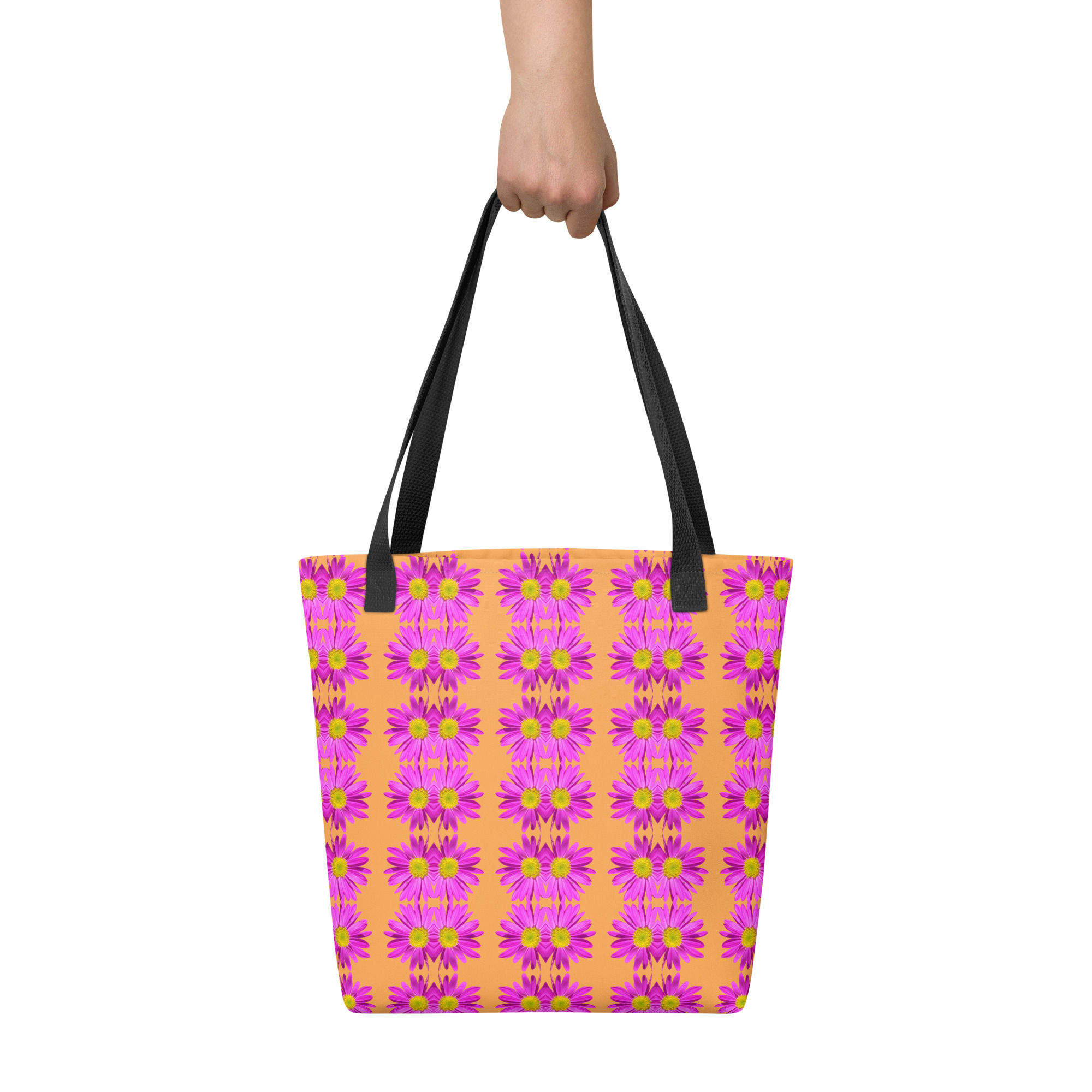 Bright Pink Flower and Orange Sherbet Tote