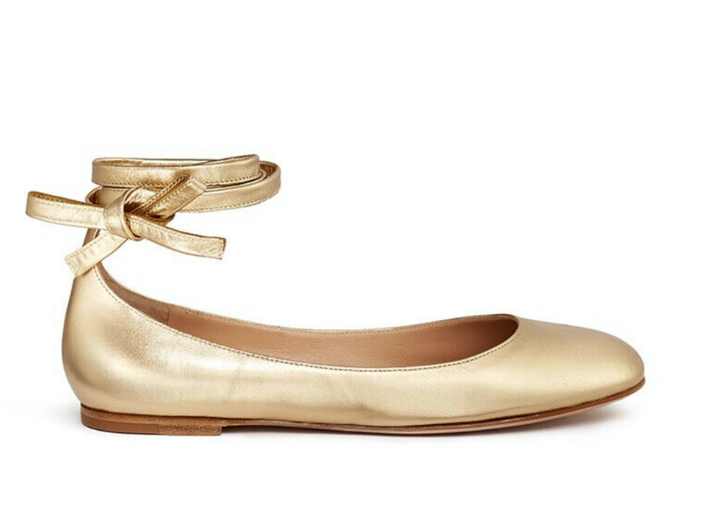 Gold lace up ballet flats Outlet