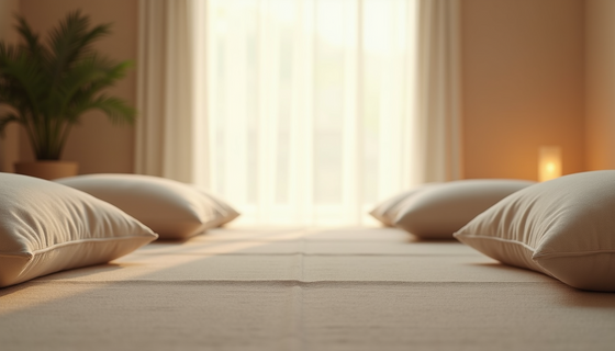 A peaceful meditation space with cushions for comfort