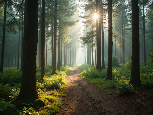 A peaceful forest that invites relaxation and reflection.