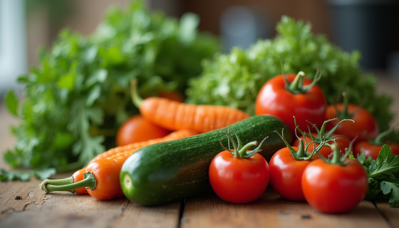 A variety of fresh organic vegetables promoting healthy eating decisions.