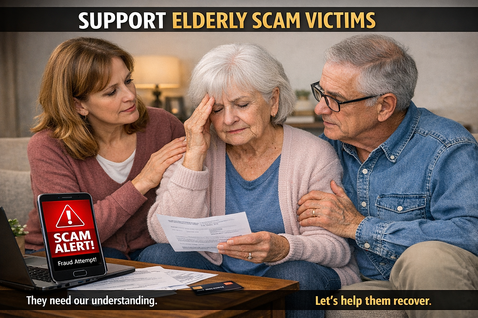 Standing together to protect and support elderly scam victims in their recovery journey.