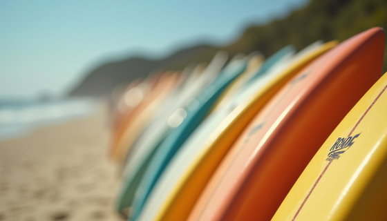 Surfboards representing the surf culture of the '60s.