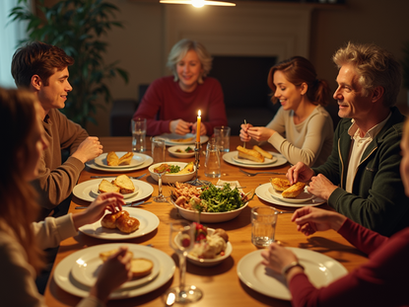 A warm and inviting dinner setting that fosters togetherness and gratitude.