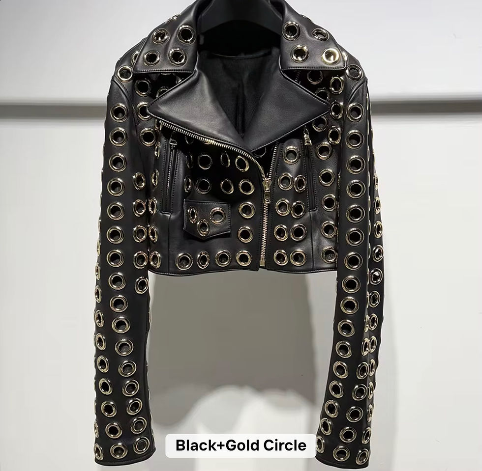 Thumbnail: LEATHER GROMMET CROPPED BIKER 