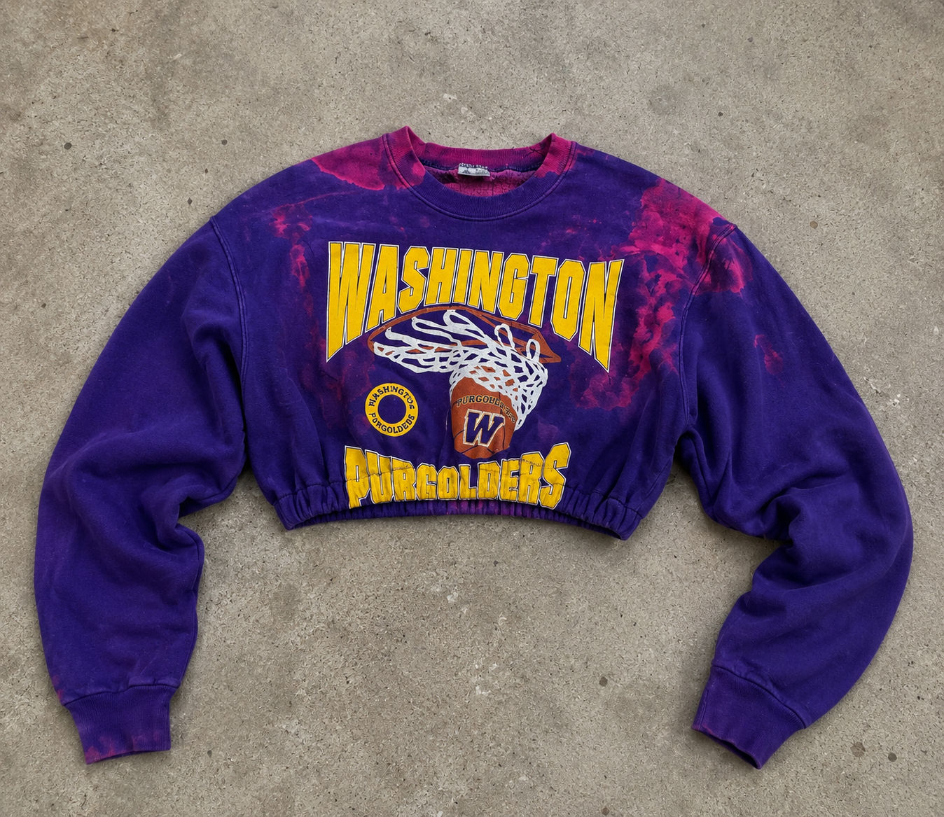 WASHINGTON TIE DYED REWORKED CROPPED SWEATSHIRT 