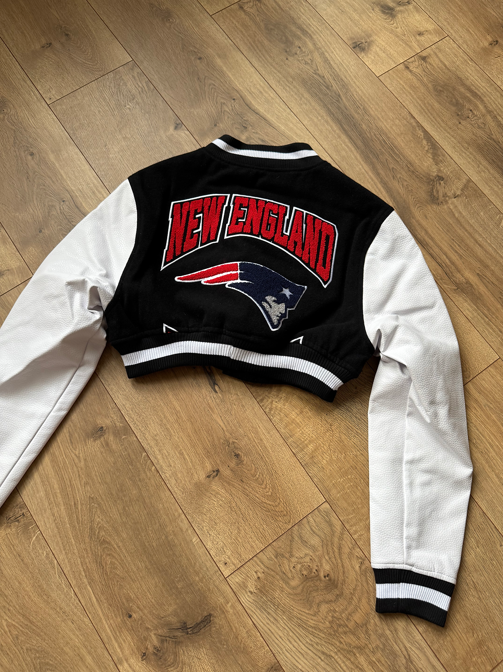 Thumbnail: REWORKED PATRIOTS CROPPED VARSITY 