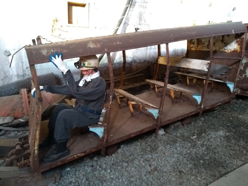 A life-sized dummy in a rusting man rider