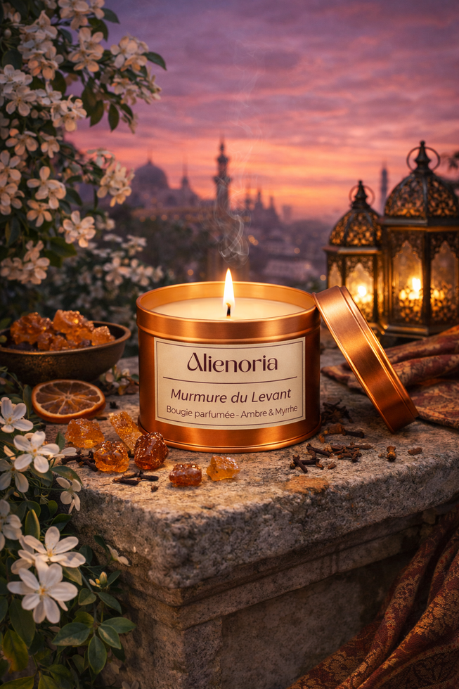 Murmure du Levant – Bougie parfumée Myrrhe & Ambre | Alienoria