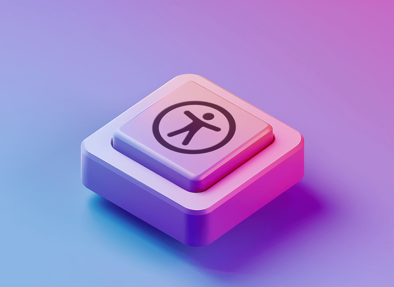 Eine isometrisch dargestellte Taste mit einem Symbol welches für die Barrierefreiheit steht. 