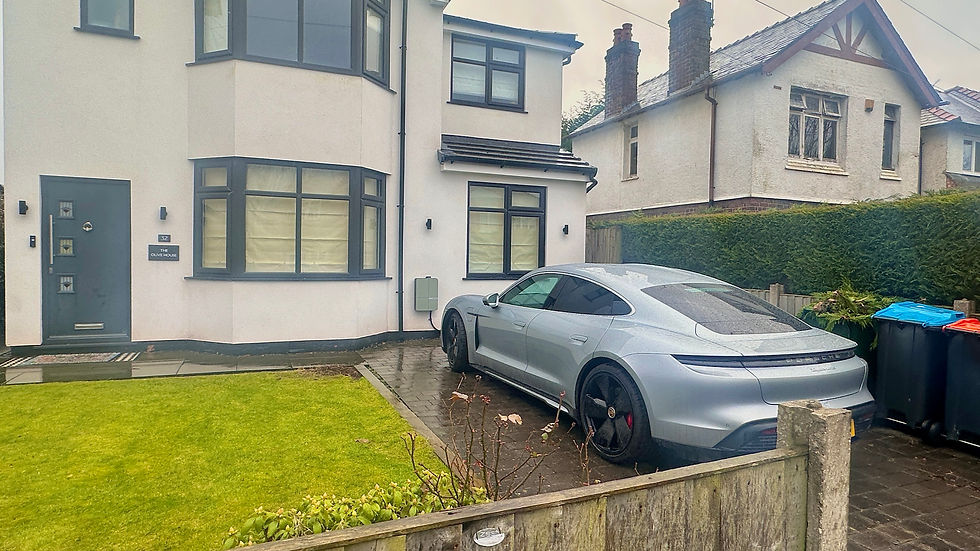 Andersen A2 Olive Green EV charger installation with Porsche Taycan in Curzon Park Chester