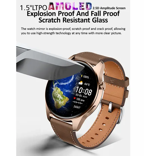 Thumbnail: HK4HERO AMOLED DISPLAY Round Dial BT calling smartwatch 