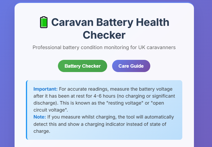 Screen shot of the Battery Charge Checking Tool