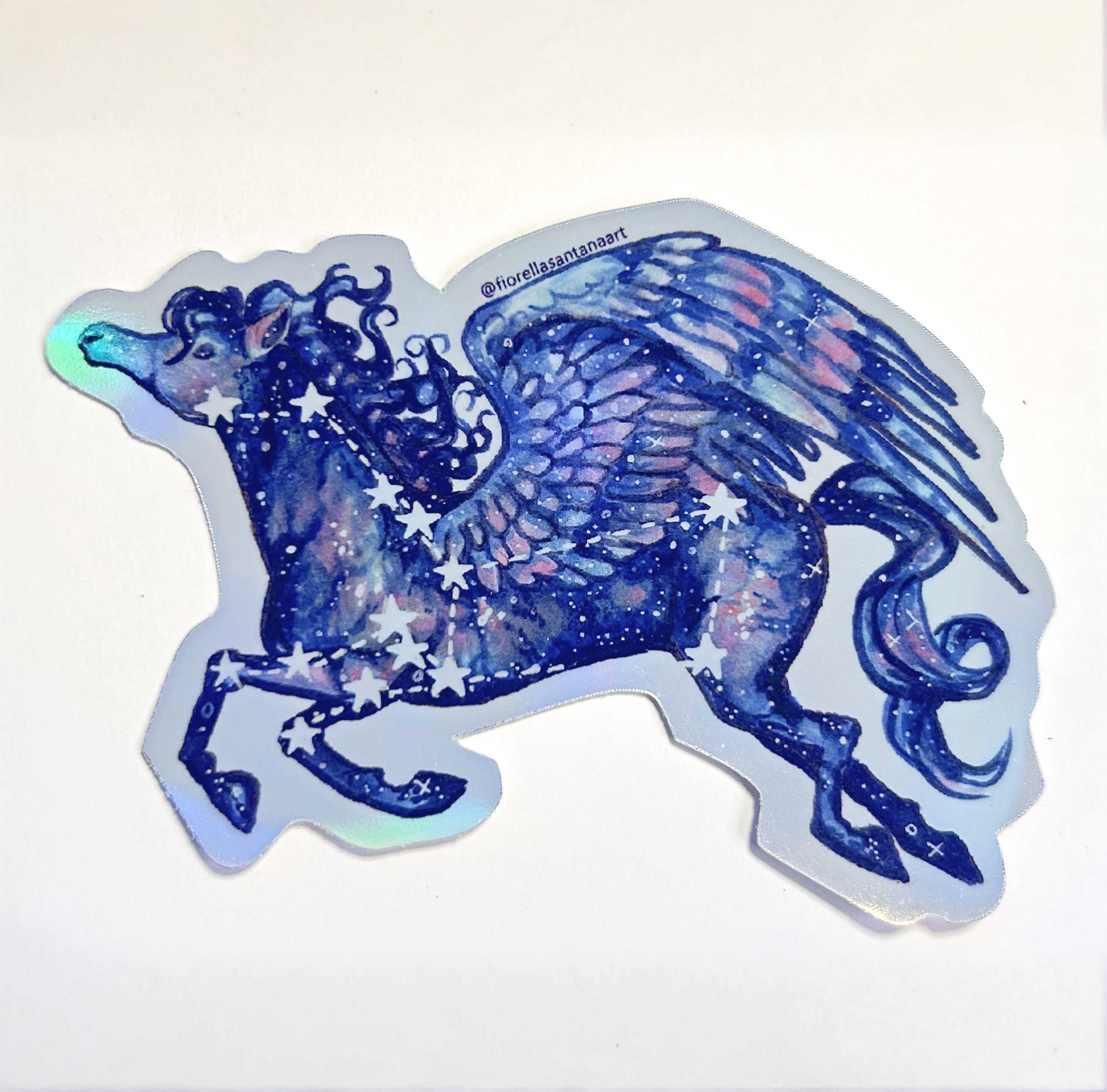 Pegaso constelación sticker holo plateado