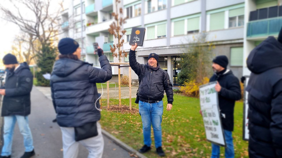 the Ahmed Religion of Peace and Light held a protest in Geneva