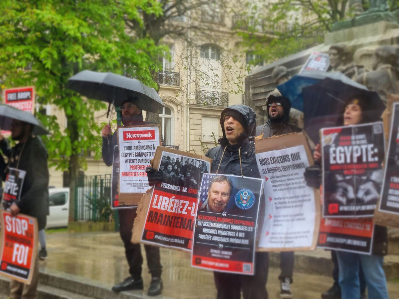Believers protest outside Egyptian Embassy in France