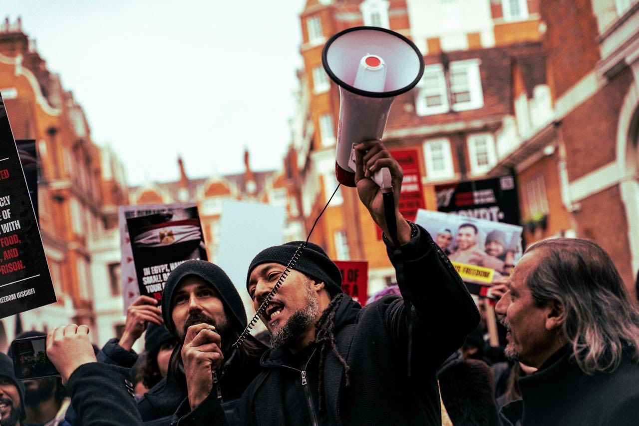 Believers protest outside Egyptian Embassy in the UK