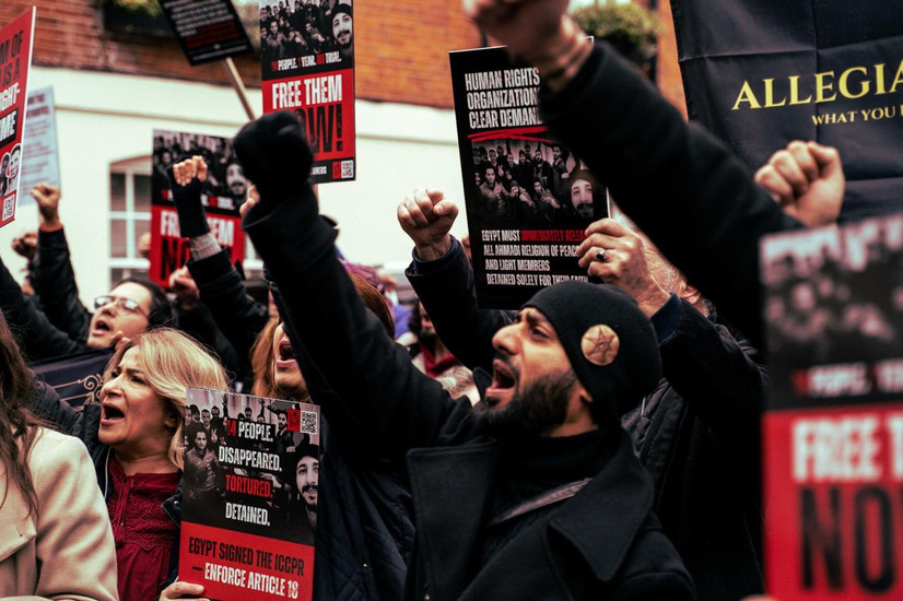 Believers protest outside Egyptian Embassy in the UK