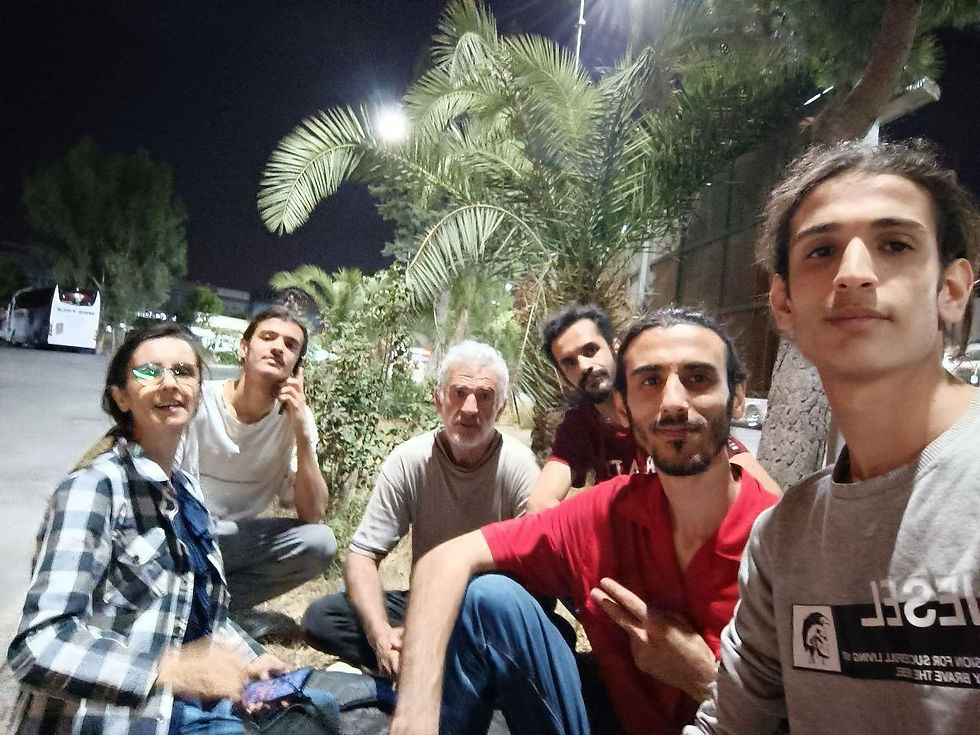 Hamidreza and his family in the streets