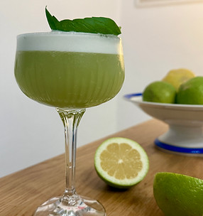 Basil Gin Sour with homemade basil syrup
