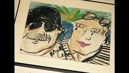 Crayon cartoon of us from the Elbow room in FLL
