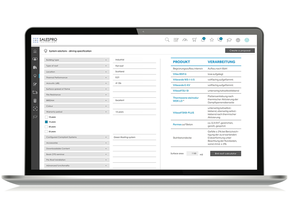 Product solution selling software screen