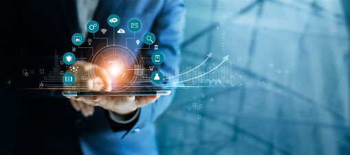 Businessman-using-tablet-analyzing-sales