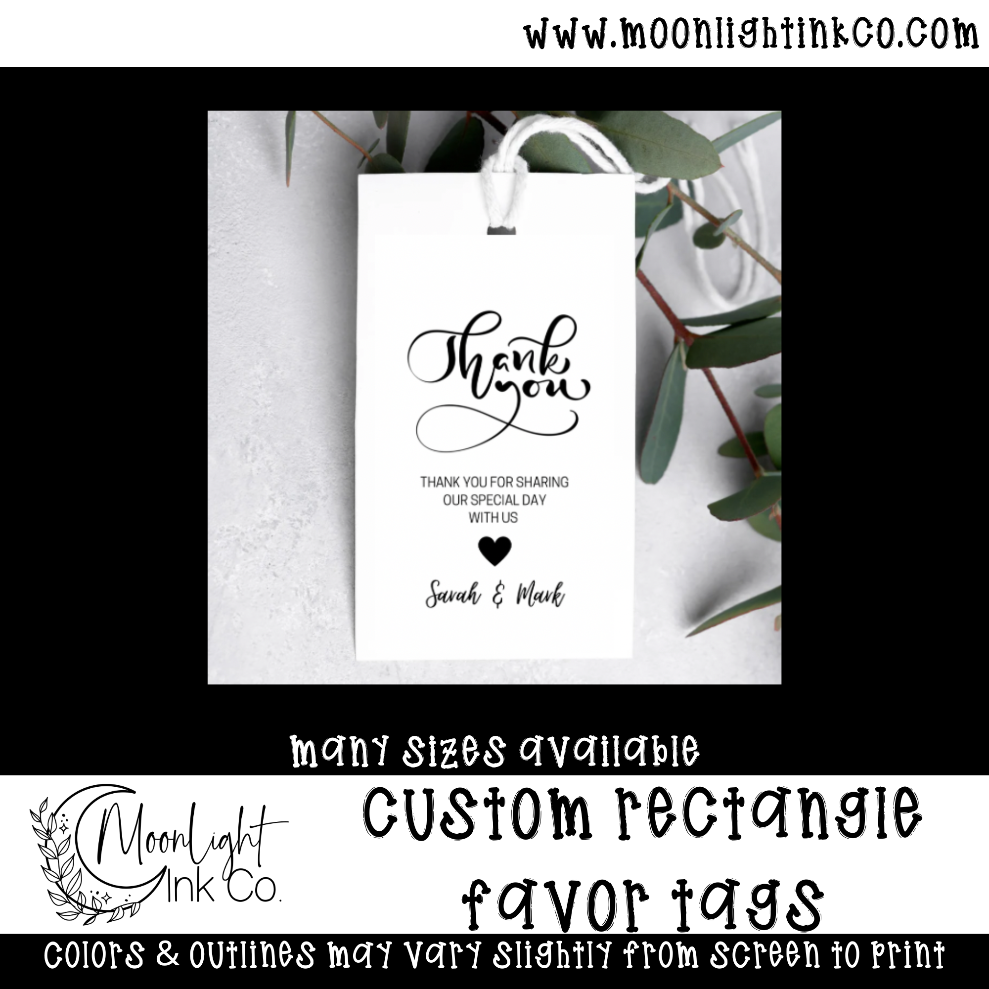 Custom Rectangle Favor Tags