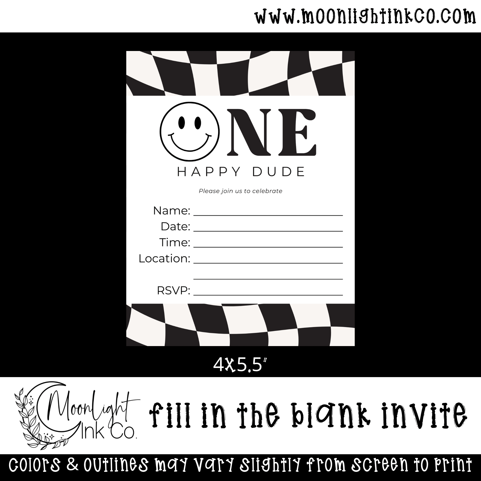 One Happy Dude Fill in the Blank Invite